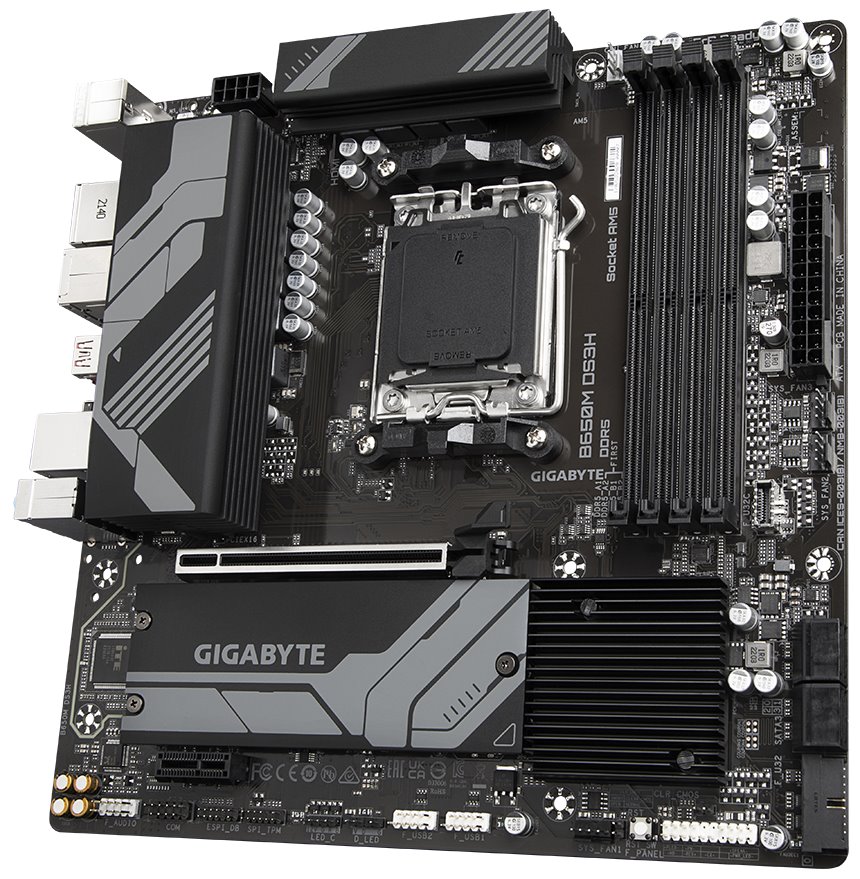 GIGABYTE B650M DS3H / AMD B650 / AM5 / 4x DDR5 / 2x M.2 / USB-C / HDMI / 2x DP / mATX