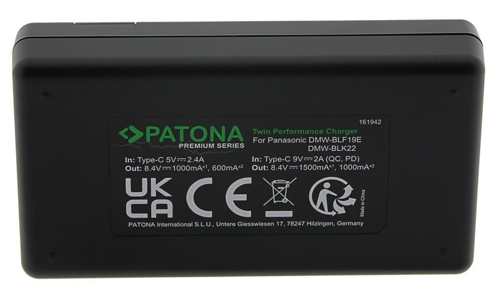PATONA rychlonabíječka Foto Dual Panasonic DMW-BLF19 + kabel