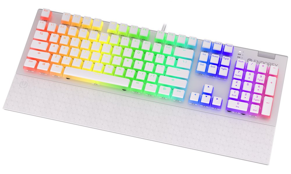 Endorfy herní klávesnice Omnis OWH Pudd.Kailh BL RGB / USB / blue switch / drátová /mechanická/US layout/bílá RGB