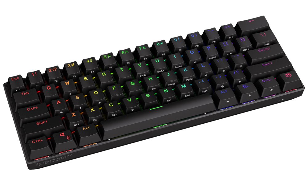 Endorfy herní klávesnice Thock Compact BR RGB /USB/ brown sw. / bezdrátová / mechanická / US layout / mini /černá RGB