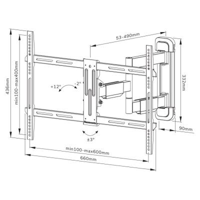 Neomounts WL40-550BL16/Držák displeje/na stěnu/40-65"/3 čepy/VESA 600X400/nosn. 40kg/černý
