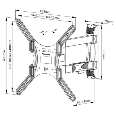 Neomounts WL40-550BL14/Držák displeje/na stěnu/32-55"/3 čepy/VESA 400X400/nosn. 35kg/černý