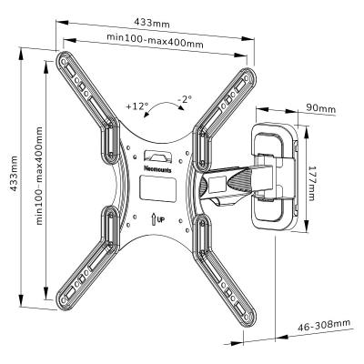 Neomounts WL40-540BL14/Držák displeje/na stěnu/32-55"/2 čepy/VESA 400X400/nosn. 35kg/černý