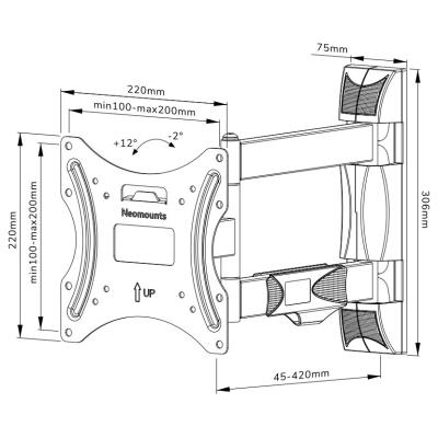 Neomounts WL40-550BL12/Držák displeje/na stěnu/32-55"/3 čepy/VESA 200X200/nosn. 35kg/černý