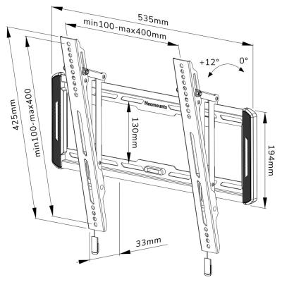Neomounts WL35-550BL14/Držák displeje/na stěnu/32-65"/sklopný/VESA 400X400/nosn. 60kg/černý