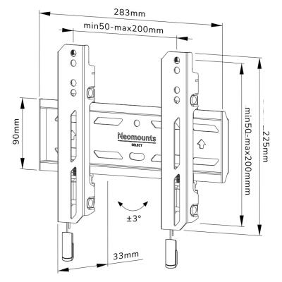 Neomounts Select WL30S-850BL12/Držák displeje/na stěnu/24-55"/fixní/VESA 200X200/nosn. 50kg/zamykatelný/černý