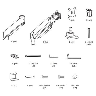 Neomounts Select NM-D775SILVERPLUS/Držák zakřiv. displeje/na stůl/10-49"/svorka/VESA 100X100/nosn. 10kg/plyn. píst/stříb