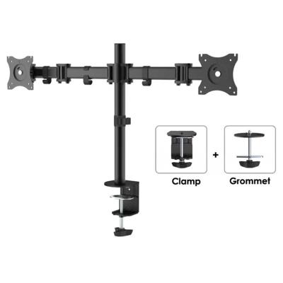 Neomounts Select NM-D135DBLACK/Držák displeje/na stůl/10-27"/svorka+průchodka/VESA 100X100/nosn. 2x 8kg/2 displeje/černý