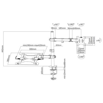 Neomounts FPMA-D550NOTEBOOK/Držák displeje a notebooku/na stůl/10-27"/svorka/VESA 100X100/nosn. 8+4,5kg/černý