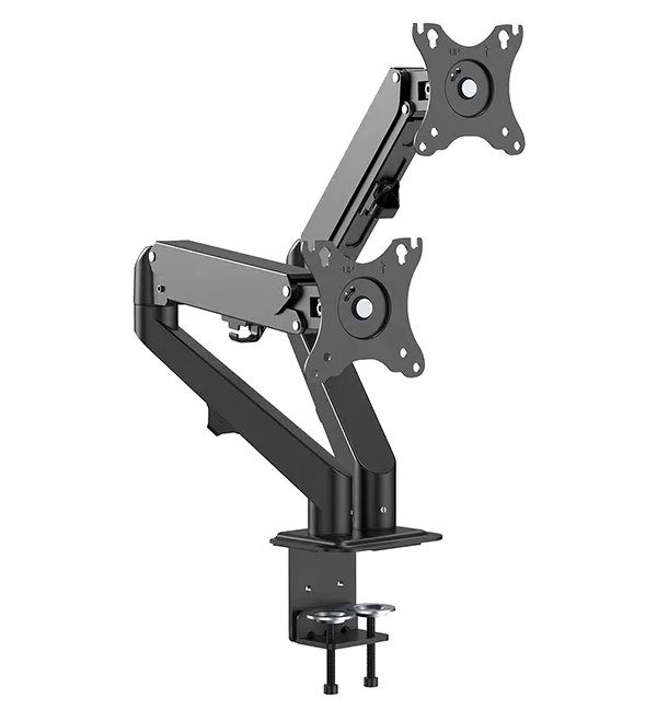 Neomounts DS70-700BL2/Držák displeje/na stůl/17-27"/svorka/VESA 100X100/nosn. 2x7kg/plynový píst/2 displeje/černý