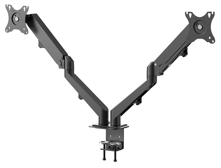 Neomounts DS70-700BL2/Držák displeje/na stůl/17-27"/svorka/VESA 100X100/nosn. 2x7kg/plynový píst/2 displeje/černý