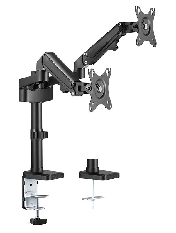 Neomounts DS70-750BL2/Držák displeje/tyč na stůl/17-27"/svorka/VESA 100X100/nosn. 2x7kg/plynový píst/2 displeje/černý