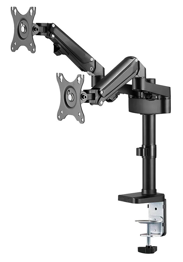 Neomounts DS70-750BL2/Držák displeje/tyč na stůl/17-27"/svorka/VESA 100X100/nosn. 2x7kg/plynový píst/2 displeje/černý