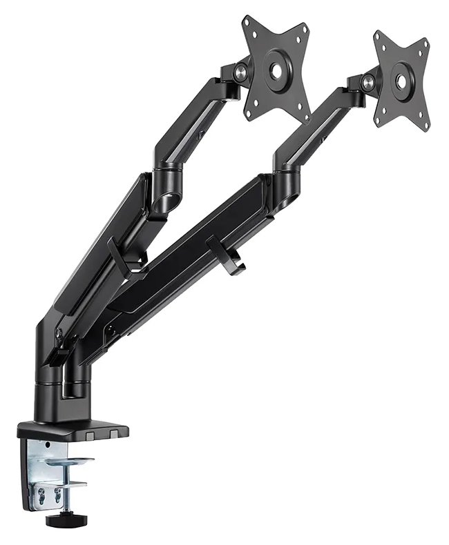 Neomounts DS70-810BL2/Držák displeje/na stůl/17-32"/svorka/VESA 100X100/nosn. 2x9kg/plyn. píst/ultra tenký/2 disp./černý