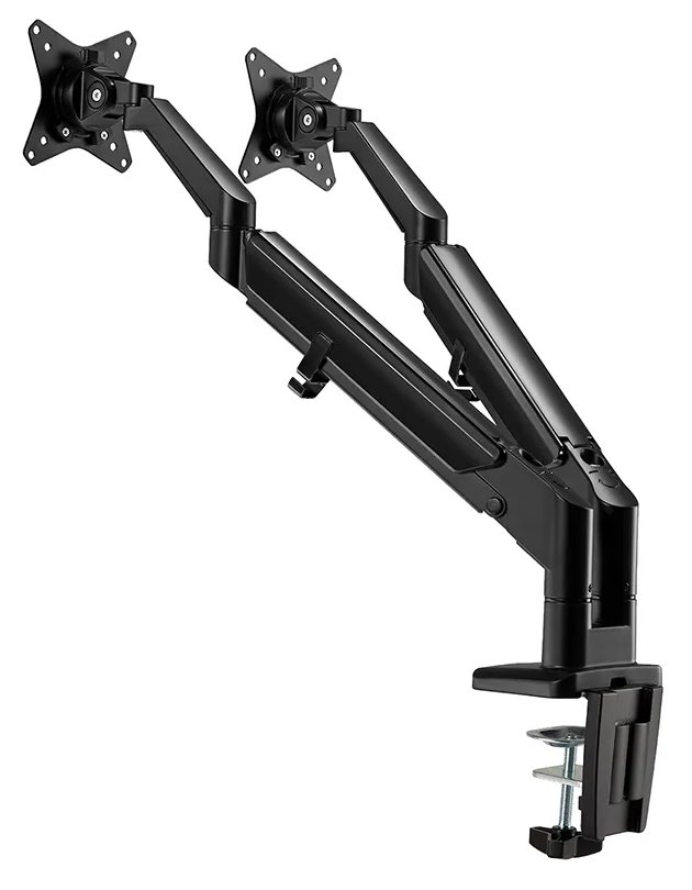 Neomounts DS70-810BL2/Držák displeje/na stůl/17-32"/svorka/VESA 100X100/nosn. 2x9kg/plyn. píst/ultra tenký/2 disp./černý