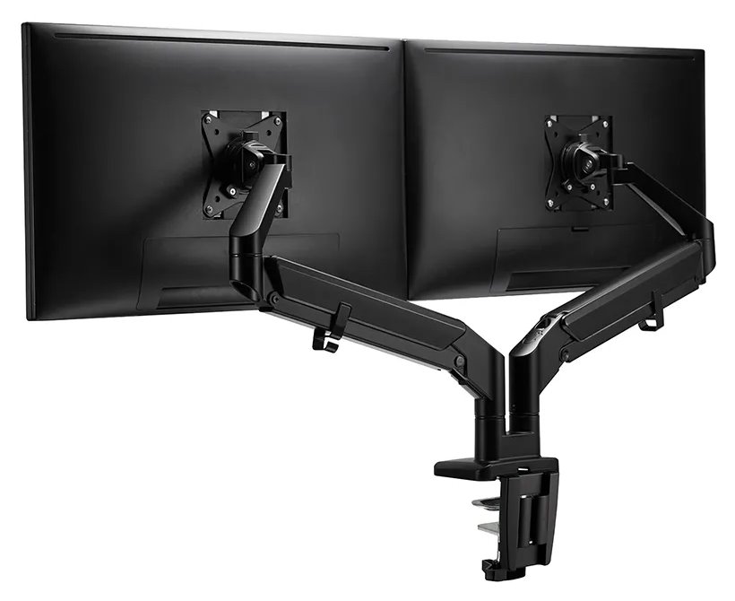 Neomounts DS70-810BL2/Držák displeje/na stůl/17-32"/svorka/VESA 100X100/nosn. 2x9kg/plyn. píst/ultra tenký/2 disp./černý