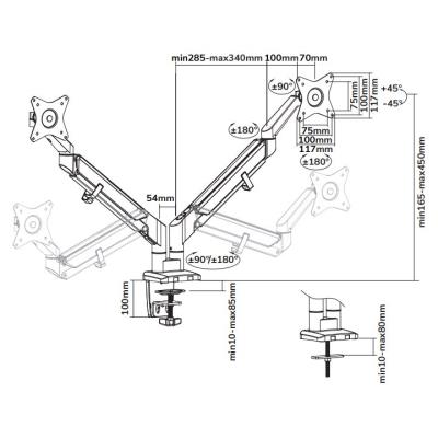 Neomounts DS70-810BL2/Držák displeje/na stůl/17-32"/svorka/VESA 100X100/nosn. 2x9kg/plyn. píst/ultra tenký/2 disp./černý