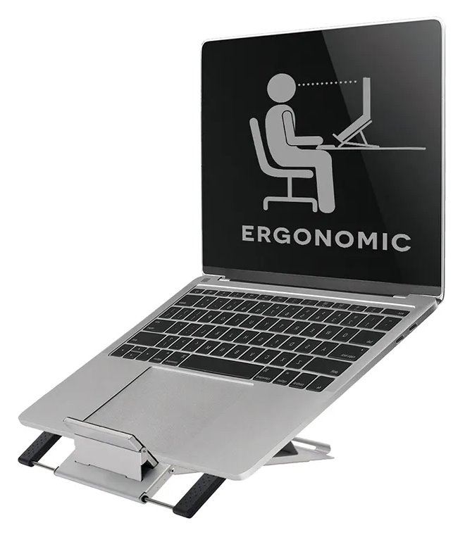 Neomounts NSLS085BLACK /Držák na notebook,tablet/na stůl/10-22"/nosn. 5kg/ 6 různých výškových poloh/skládací/stříbrný