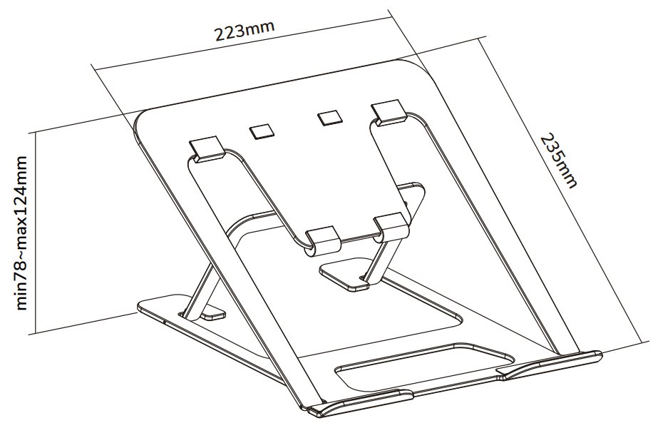 Neomounts NSLS085BLACK/Držák na notebook,tablet/na stůl/10-17"/nosn. 5kg/ 6 různých výškových poloh/skládací/černý