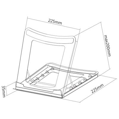 Neomounts NSLS075BLACK/Držák na notebook,tablet/na stůl/10-16"/nosn. 5kg/ 5 různých výškových poloh/skládací/černý