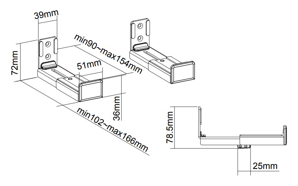 Neomounts AWL29-550BL1/Držák na reproduktor/ na stěnu/nosn. 15kg/hloubka 9-15cm/černá