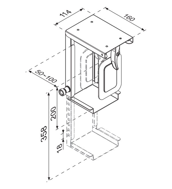 Neomounts CPU-D075BLACK/Držák na PC/pod stůl/výška PC: 20-36 cm/šírka PC: 5-10 cm /černý