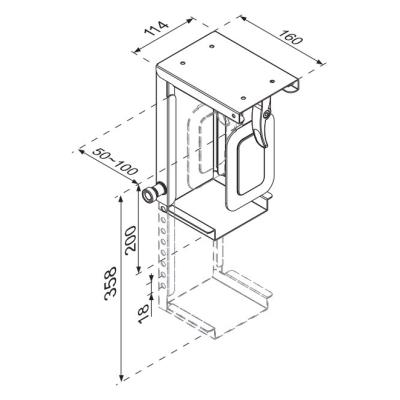 Neomounts CPU-D075BLACK/Držák na PC/pod stůl/výška PC: 20-36 cm/šírka PC: 5-10 cm /černý