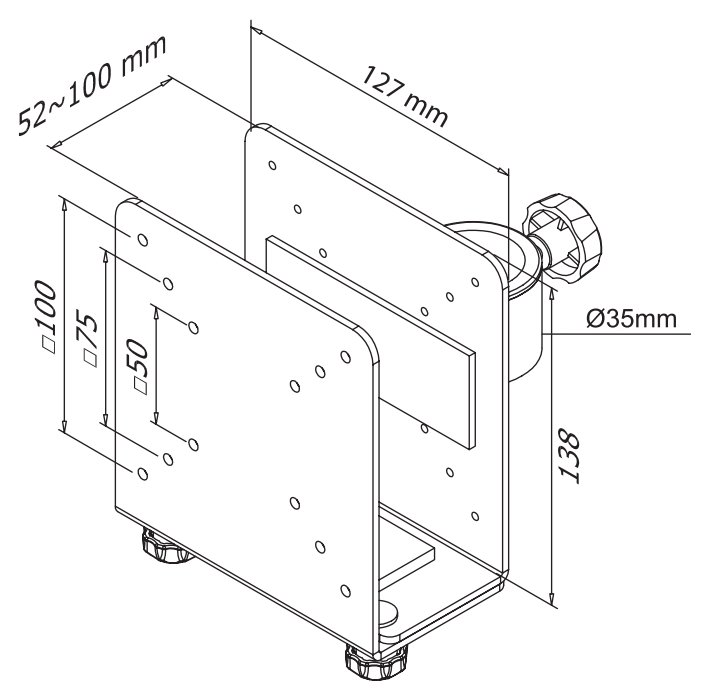Neomounts THINCLIENT-10/Držák na mini PC/na držák displeje/VESA 100x100 /nosn. 10 kg/nastavení šírky 9-20 cm/bílý