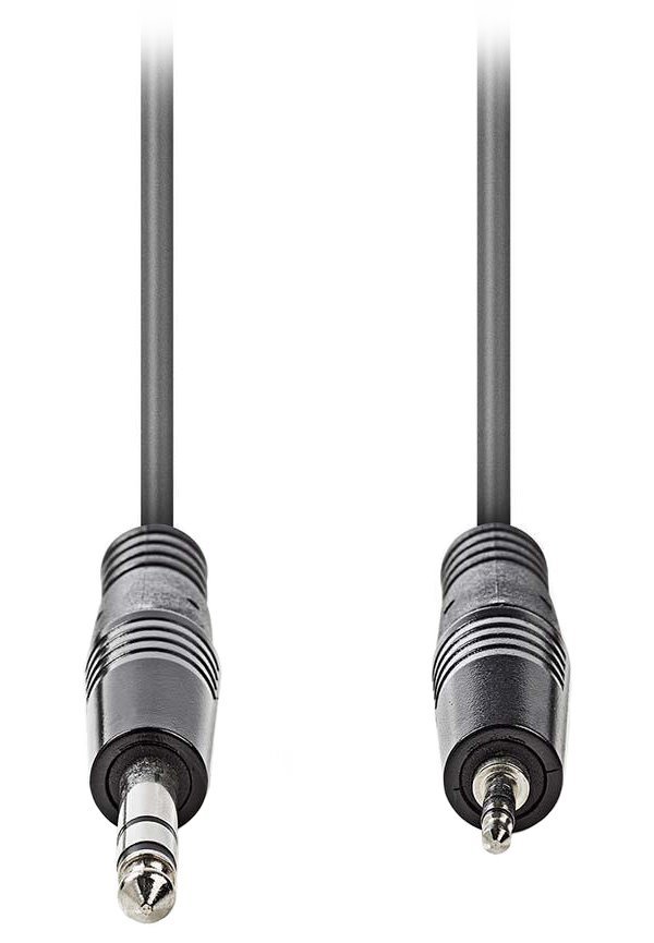 NEDIS stereo audio kabel/ 6,35 mm zástrčka - 3,5 mm zástrčka/ šedý/ 3m