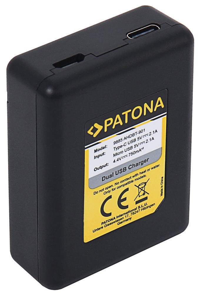 PATONA nabíječka pro digitální kameru Dual GoPro Hero 9/Hero 10/Hero 11/Hero 12/ 2x baterie 1730mAh