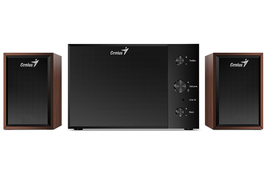 POŠKOZENÝ OBAL - GENIUS repro SW-2.1 350/ 2.1/ 15W/ dřevěné/ barva dřevo