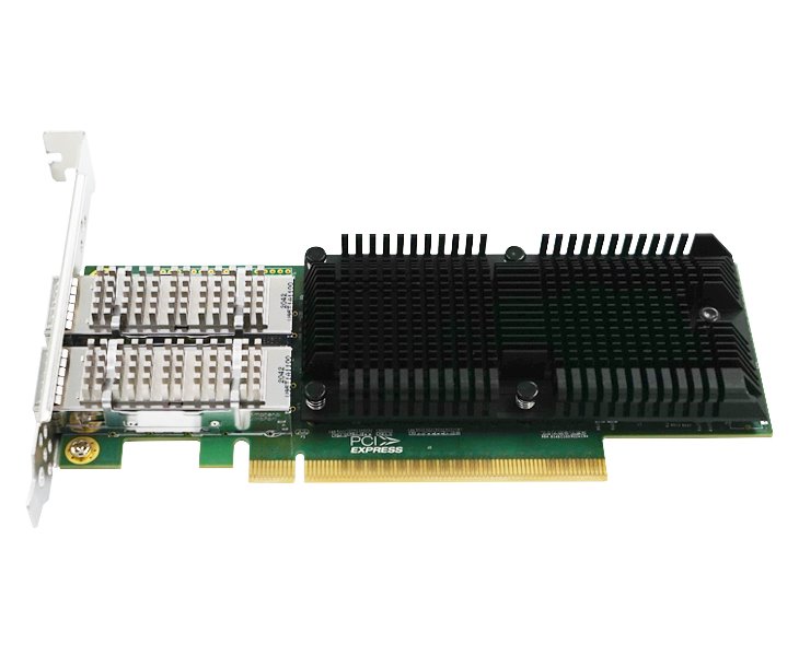 XtendLan PCI-E síťová karta, 2x 100Gbps QSFP28, Intel E810, PCI-E x16