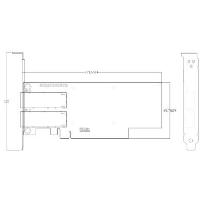XtendLan PCI-E síťová karta, 2x 100Gbps QSFP28, Intel E810, PCI-E x16