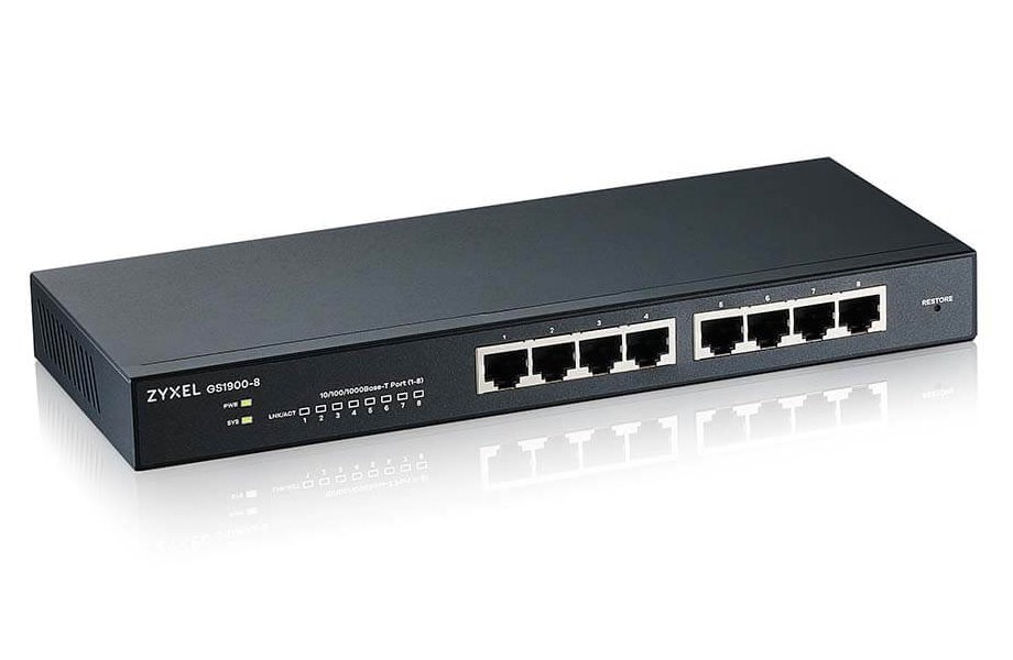 Zyxel GS1900-8 v2, 8 port GbE L2 smart switch, desktop, fanless