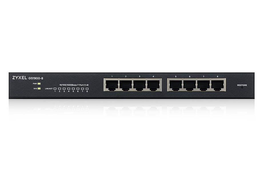 Zyxel GS1900-8 v2, 8 port GbE L2 smart switch, desktop, fanless