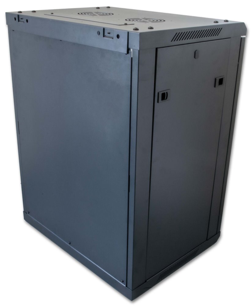 XtendLan 15U/600x450, na zeď, jednodílný, rozložený, skleněné dveře, černé