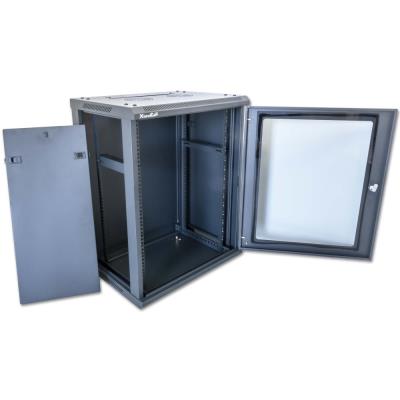 XtendLan 15U/600x450, na zeď, jednodílný, rozložený, skleněné dveře, černé