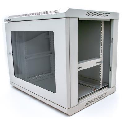 XtendLan 9U/600x450, na zeď, jednodílný, skleněné dveře, šedý