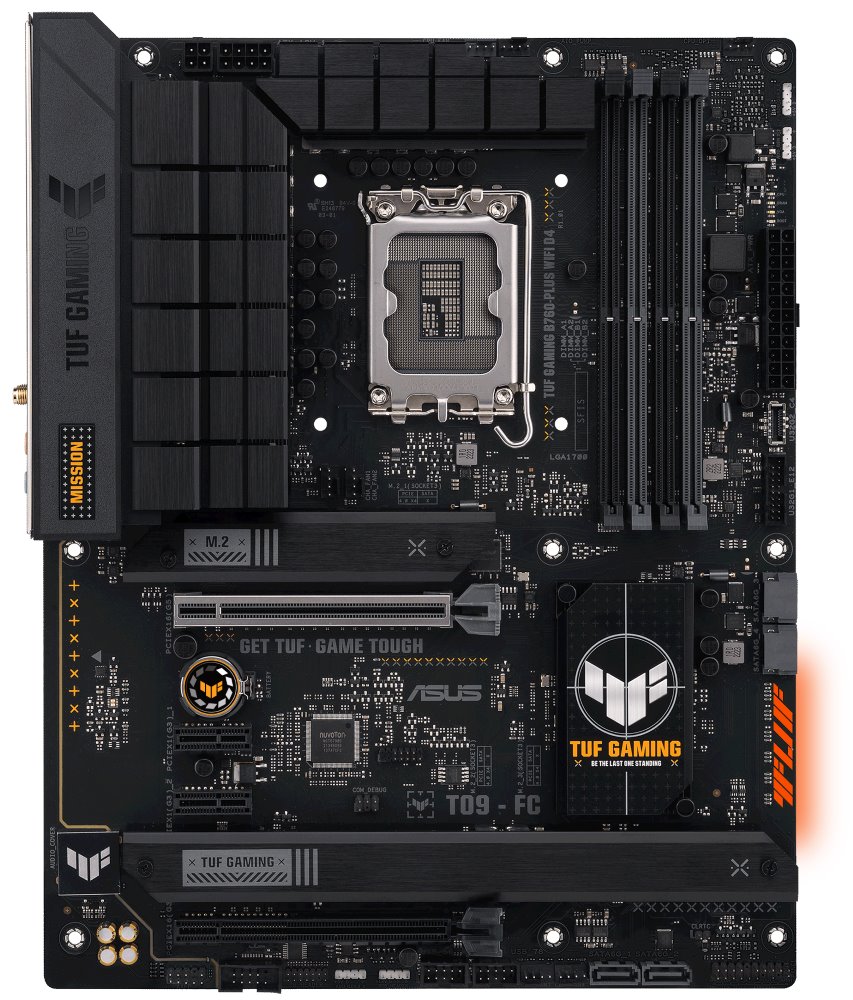 ASUS TUF GAMING B760-PLUS WIFI D4 / Intel B760 / LGA1700 / 4x DDR4 / 3x M.2 / DP / HDMI / 1x USB-C / WIFI / ATX
