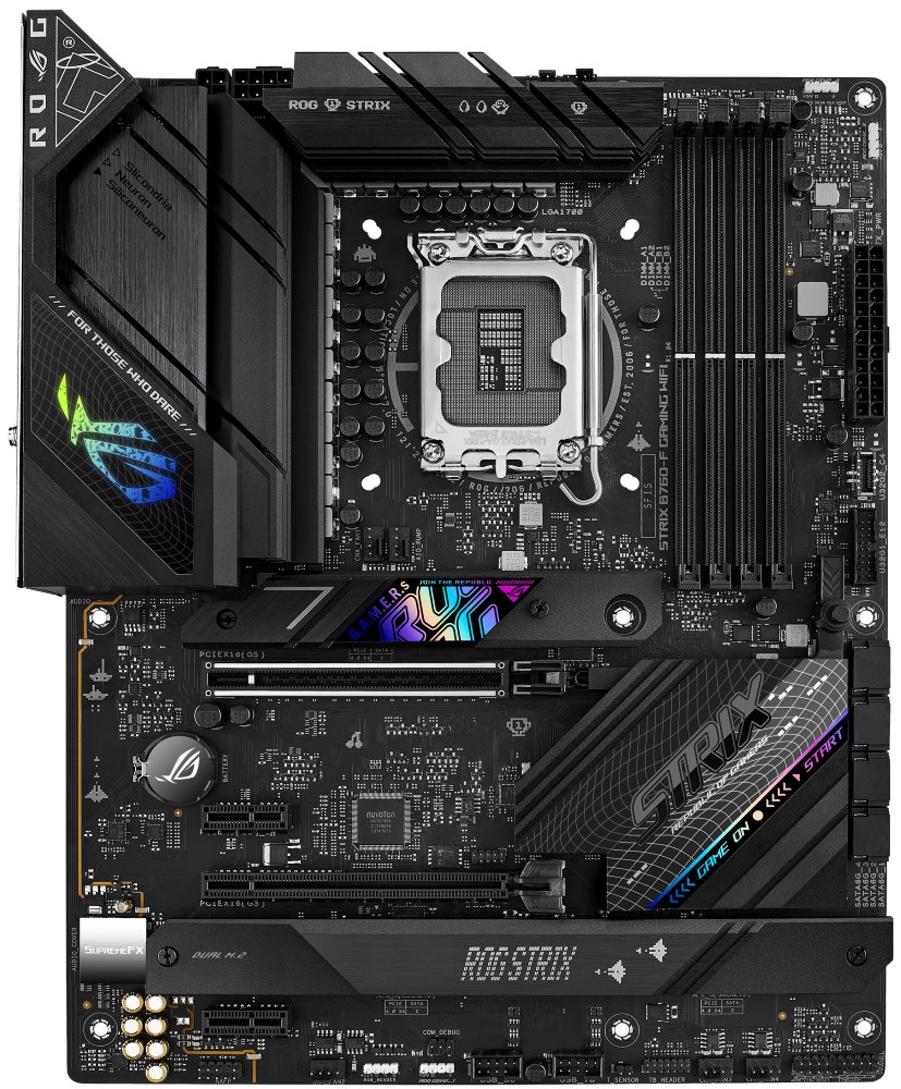 ASUS ROG STRIX B760-F GAMING WIFI / Intel B760 / LGA1700 / 4x DDR5 / 3x M.2 / DP / HDMI / 1x USB-C / WIFI / ATX