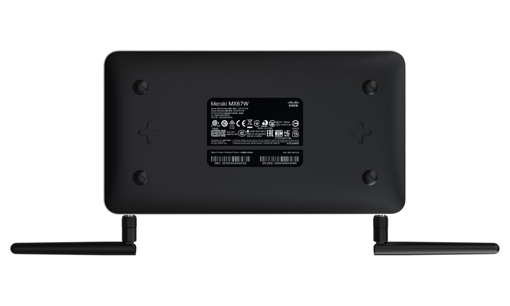 Cisco Meraki MX67W Firewall Cloud Managed, 1x GbE WAN, 4x GbE LAN, Wave 2 Wi-Fi