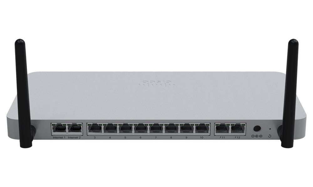 Cisco Meraki MX68W Firewall Cloud Managed, 2x GbE WAN, 10x GbE LAN (2x PoE+), Wave 2 Wi-Fi