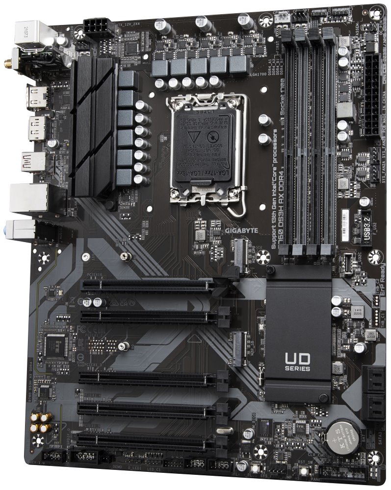 GIGABYTE B760 DS3H AX DDR4 / Intel B760 / LGA1700 / 4x DDR4  / 2x M.2 / DP / HDMI / USB-C / WiFi / ATX