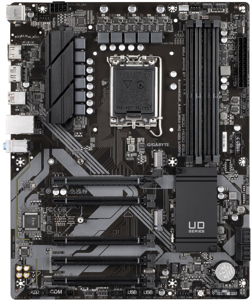 GIGABYTE B760 DS3H DDR4 / Intel B760 / LGA1700 / 4x DDR4  / 2x M.2 / DP / HDMI / USB-C / ATX