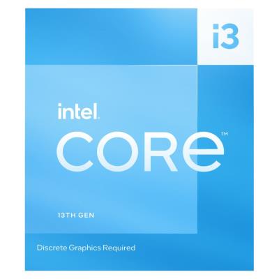 INTEL Core i3-13100F / Raptor Lake / LGA1700 / max. 4,5GHz / 4C/8T / 12MB / 58W TDP / bez VGA / BOX