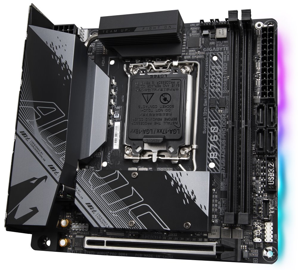 GIGABYTE B760I AORUS PRO DDR4 / Intel B760 / LGA1700 / 2x DDR4  / 2x M.2 / DP / HDMI / USB-C / WiFi / Mini-ITX