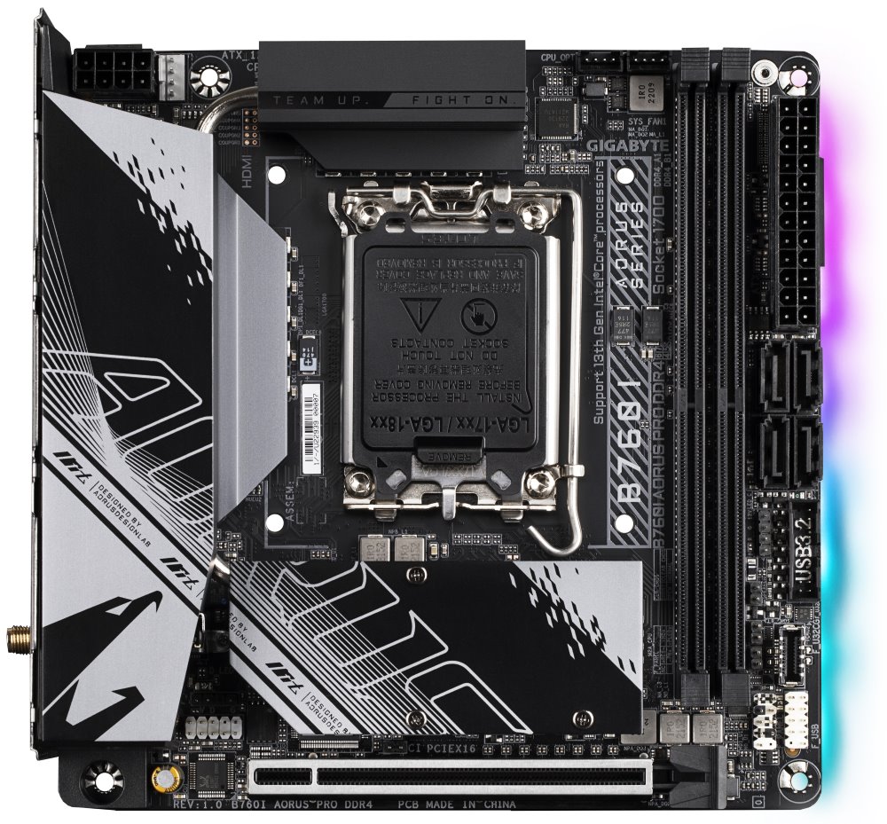 GIGABYTE B760I AORUS PRO DDR4 / Intel B760 / LGA1700 / 2x DDR4  / 2x M.2 / DP / HDMI / USB-C / WiFi / Mini-ITX