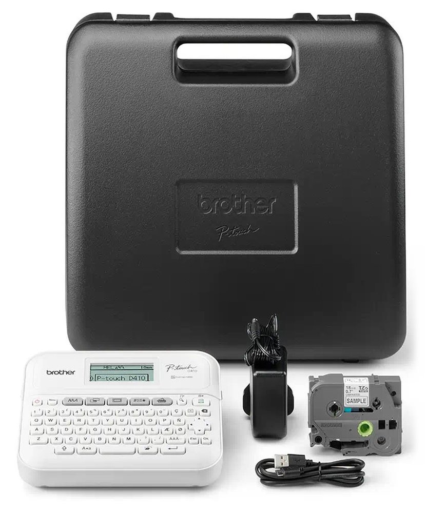 BROTHER tiskárna samolepících štítků Brother PT-D410VP / 18mm / USB / bat. provoz / kufr