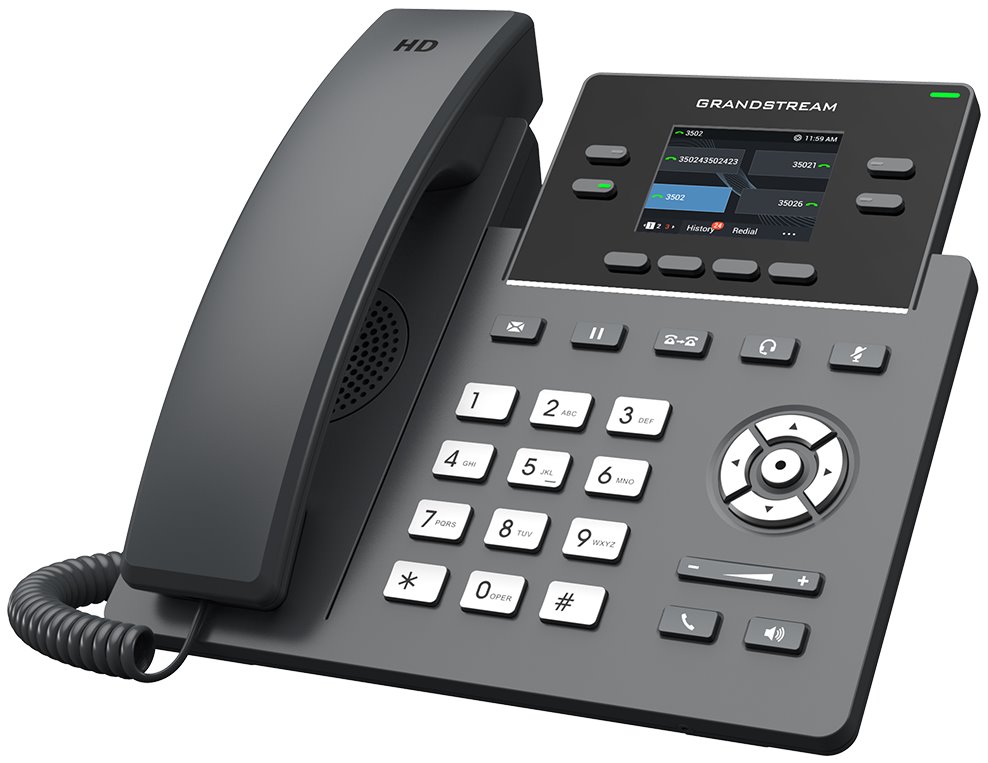 Grandstream GRP2612W VoIP telefon, 2x SIP, barevný podsvícený displej, 2x 10/100 Mbps RJ45, PoE, WiFi