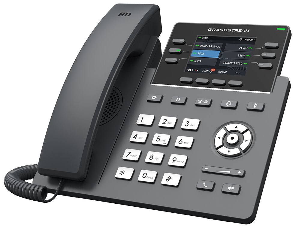 Grandstream GRP2613 VoIP telefon, 3x SIP, barevný podsvícený 2,8" displej, 2x Gbps RJ45, PoE